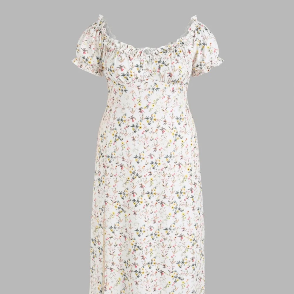 White plus floral dress with slit